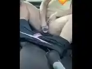 Public Car Masturbation with Dildo ending in squirting