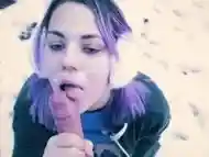 Public nudity Blowjob - Huge cum load on a walk in the Park