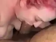 Redhead PAWG sucks and deepthroats BBC from out of town