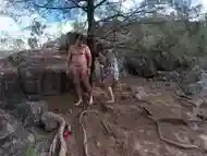 Risky Nude River & Bondage Adventure -Tied to Trees and Cum