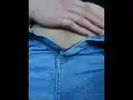 Rubbing my fat belly and pussy in jeans