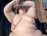 SSBBW Oils Herself in String Bikini