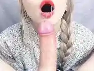 Schoolgirl sucks me after class - blowjob and pulsating cum in mouth POV