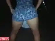 Sexy MILF piss on public road at night