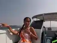 Sexy asian girl on the boat