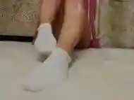 Sexy white ped sock strip tease