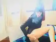 Shameless Muslim girl masturbating, Smoking, Inserting the cigarette to pussy on the balcony