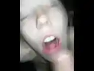 She gags on the cock and begs for cum