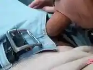 She made a deep blowjob in the car for driving her home - cum mouth