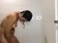 Skinny Amateur Shower Shaving Pussy Lotion Routine