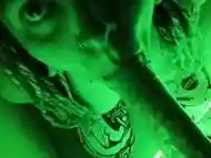 Sloppy blowjob in green neon
