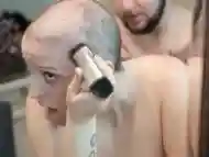 Slut Gets Fucked While Shaving Her Head