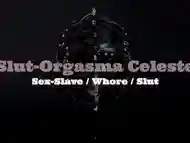 Slut-Orgasma Celeste beautiful agony, real orgasm in black latex catsuit