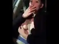 Smoking, teasing my nipples, and masturbating in the car (public)