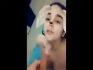 Snapchat sexy bunny sucking my dick with deepthroat and turning her eyes