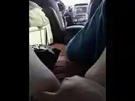 Stroking my pussy in an open car