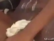 Teen Lesley and her girlfriend are covered in whipped cream