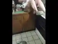 Teen cucumber masturbation in sorority kitchen after watching pornhub