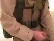 US Marine in has a Quickie in Battle Uniform (Cumshot)