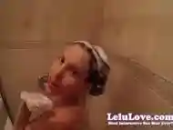 Washing my hair in the shower with closeup and slow motion shots