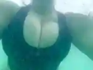 Watch My Big Tits Bounce Underwater at the Beach! ALMOST CAUGHT - PUBLIC