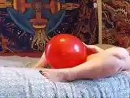 bbw blows up balloons and pops them Quickie