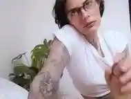 geek tattooed babe with glasses make his dick explode. Mimixpaul