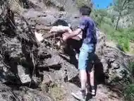 public - mountain hiking ends in outdoor sex- ella b 2k