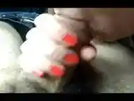 wife gives blowjob in car - close up cum in mouth