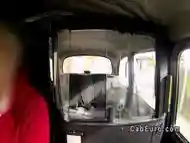 Babe gives blowjob in fake taxi in public