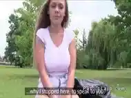 Busty Russian babe fucks in car in public pov