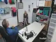 Busty blonde milf gets on her knees at the office