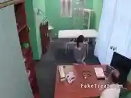 Doctor bangs patient on a desk