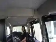 Horny brunette anal fucks in London cab