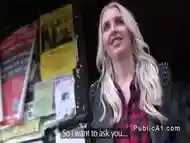 Small tittied blonde banged in public