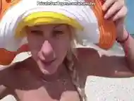 Tattooed blonde gets private home sex on cam on vacations