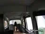 Two handed handjob in fake taxi