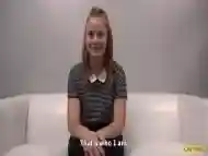 Young blonde schoolgirl gets interviewed before being fucked at casting