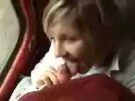 amateur GF suck big cock in the train