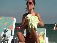 Voyeur Films Busty Brunette Girl At The Beach