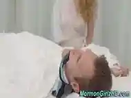 Mormon babe gets oral