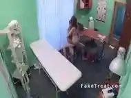 Pale redhead patient bangs her doctor