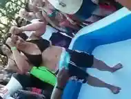 Bikini chicks wrestling for an audience