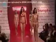 Four babes in lingerie walk the runway