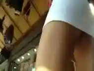 Hot chick in white mini skirt