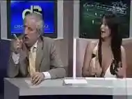 Italian woman flashes her giant tits on TV show