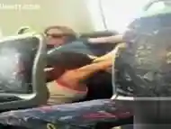 Lesbian pussy licking on the train