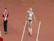 Russian sportswoman enters a long jump competition