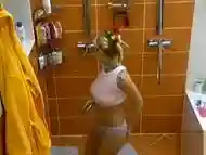 Sexy shower dance with tattooed reality TV girl