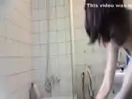 Skinny sister spied during her shower